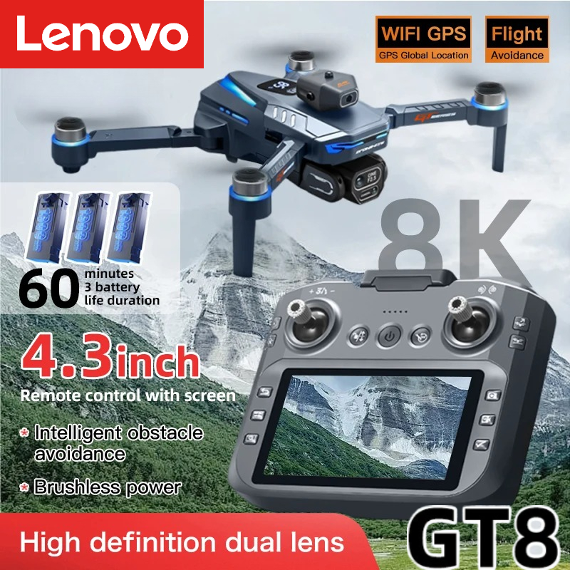 Drone Camera With Gimbal - โดรน Lenovo GT8 8K ระดับมืออาชีพ กล้องคู่