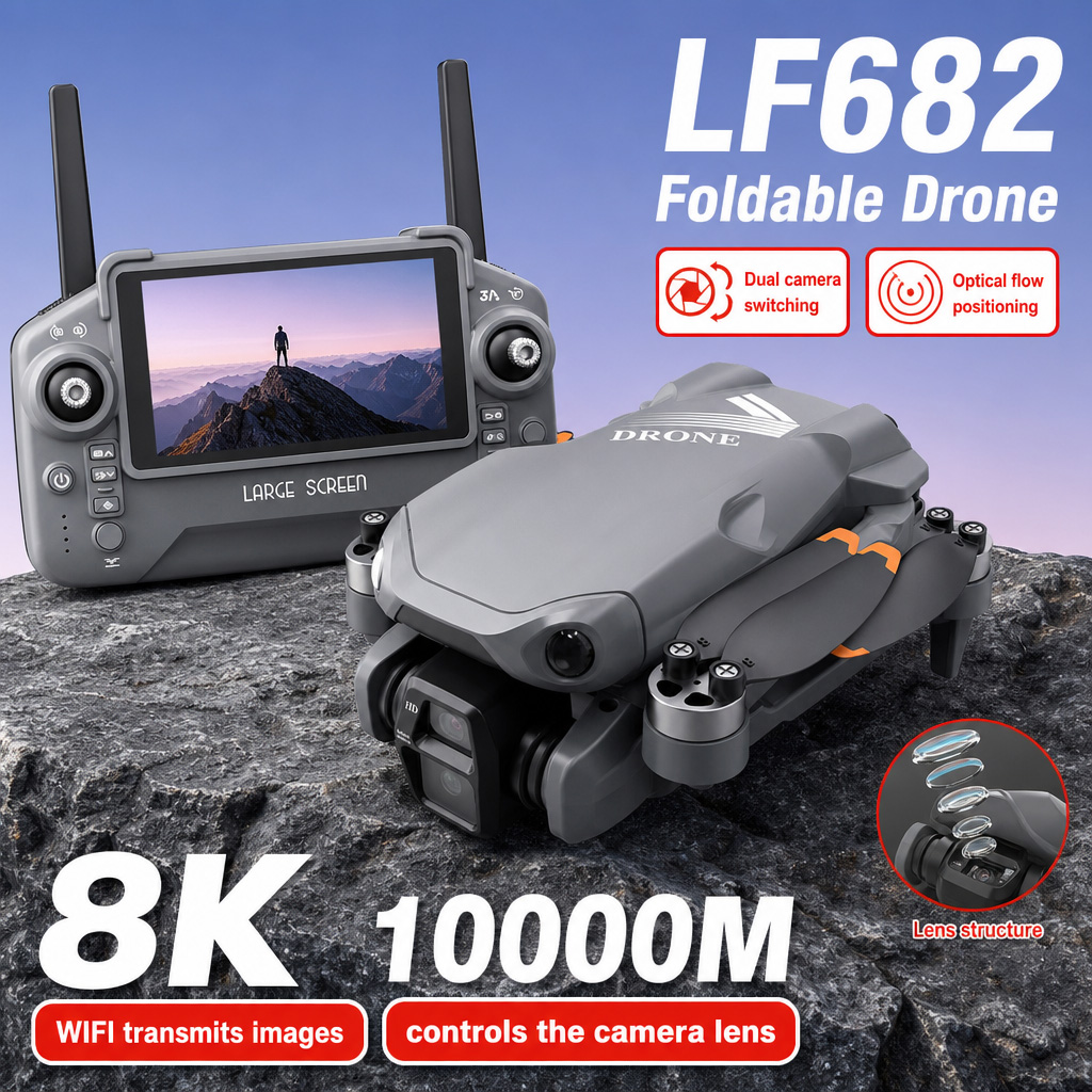 Drone Camera Hd - โดรนถ่ายภาพทางอากาศ LF682 8K HD กล้องคู่ GPS