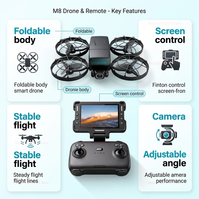 โดรนรุ่นใหม่ M8 GPS 8K ระดับมื - Drone Camera Professional บทวิจารณ์และราคา